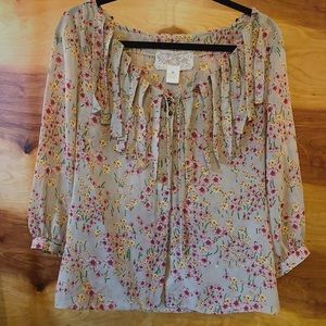 Anthropologie- nick and mo- floral blouse